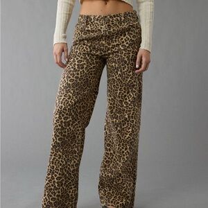 American Eagle Outfitters Leopard Print Wide-Leg Pants